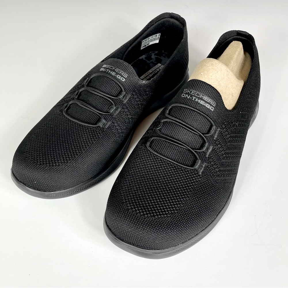 NEW! Skechers Size 9W Go Step Lite True Joy Black Slip On Tennis Shoes #…